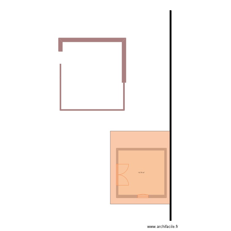 garage . Plan de 1 pièce et 19 m2