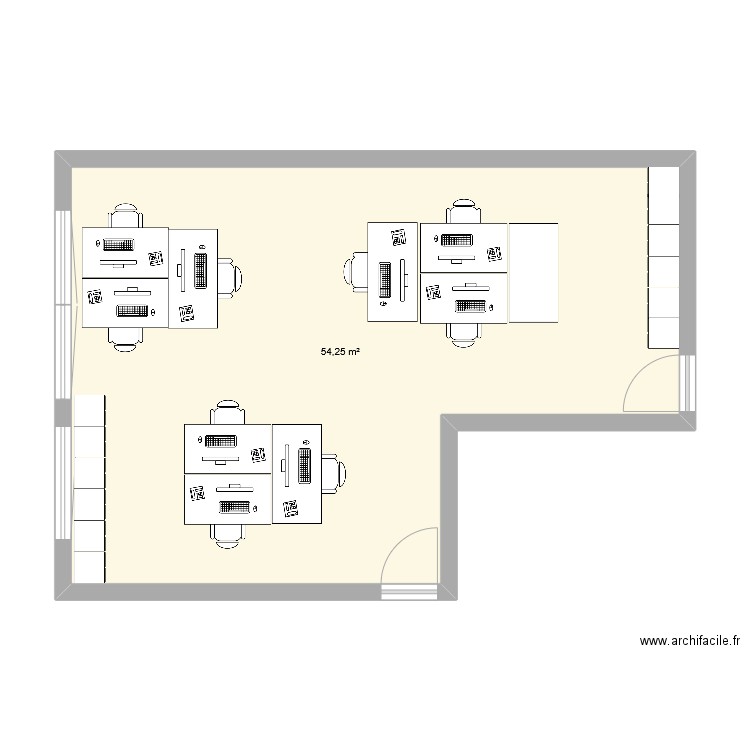 Bureau DSI 4. Plan de 1 pièce et 54 m2