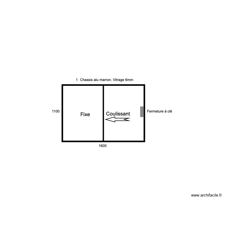 Fen&ecirc;tre Alu. 160x110. Plan de 