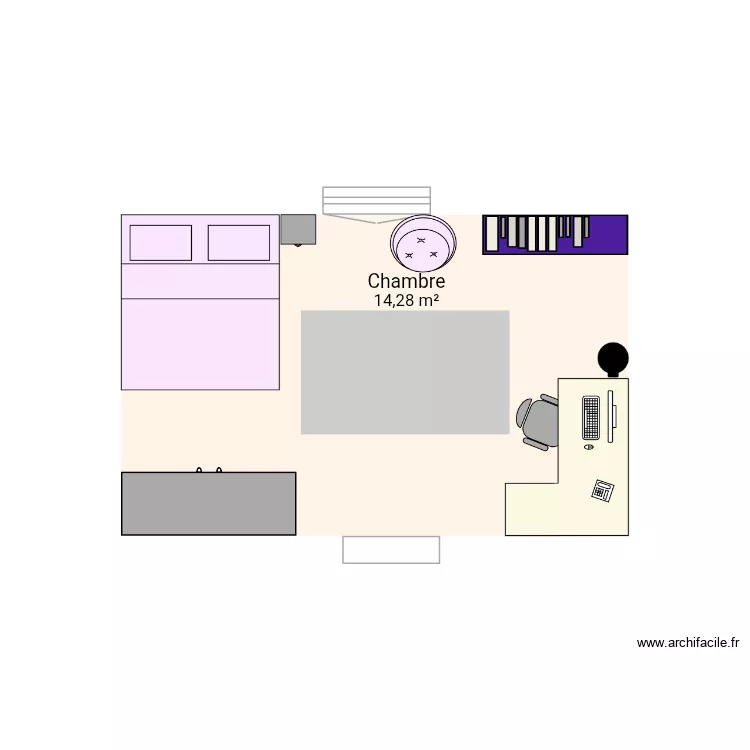 Plan chambre. Plan de 1  et 14 m²