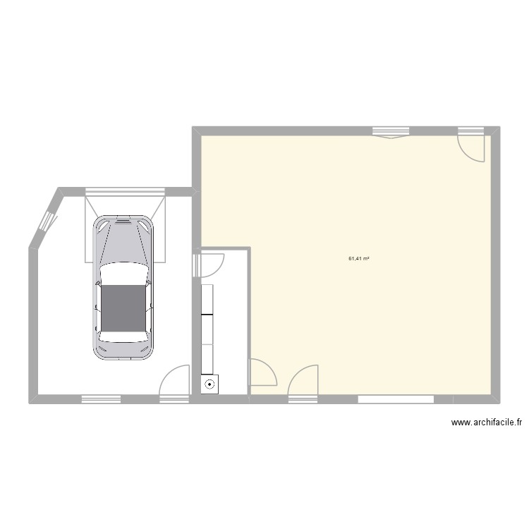 Garage. Plan de 1 pièce et 61 m2