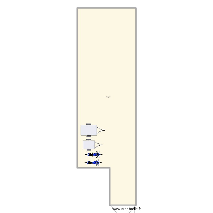 Hangar. Plan de 1 pièce et 165 m2