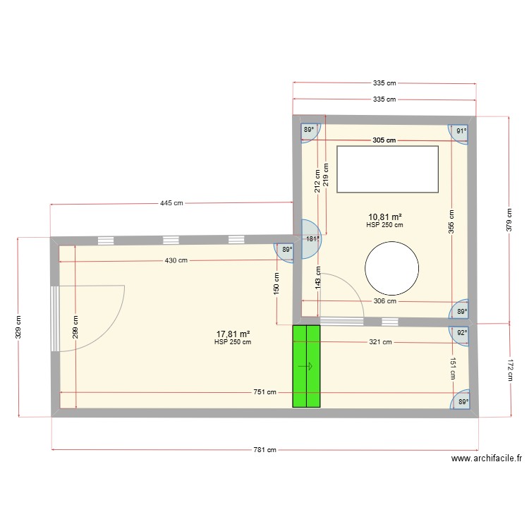 Abri de jardin 3. Plan de 2 pièces et 29 m2