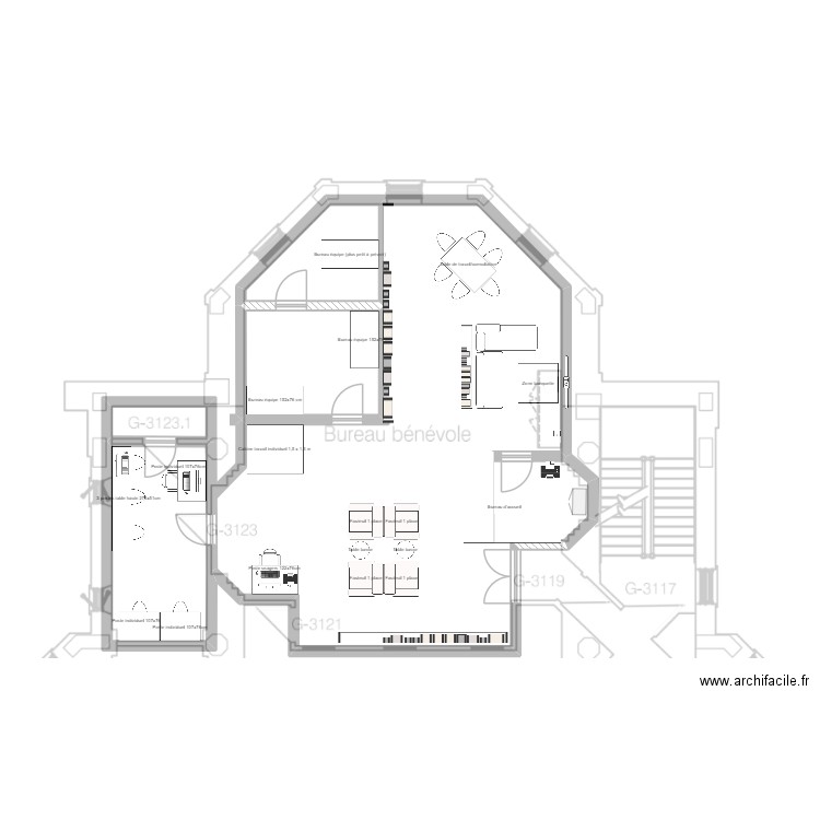Biblio NIM version 3. Plan de 4 pièces et 30 m2