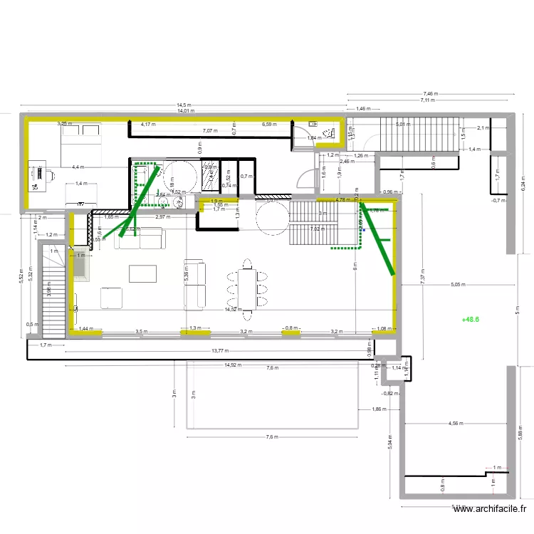 plomberie rdc mazurier. Plan de 8  et 59 m²