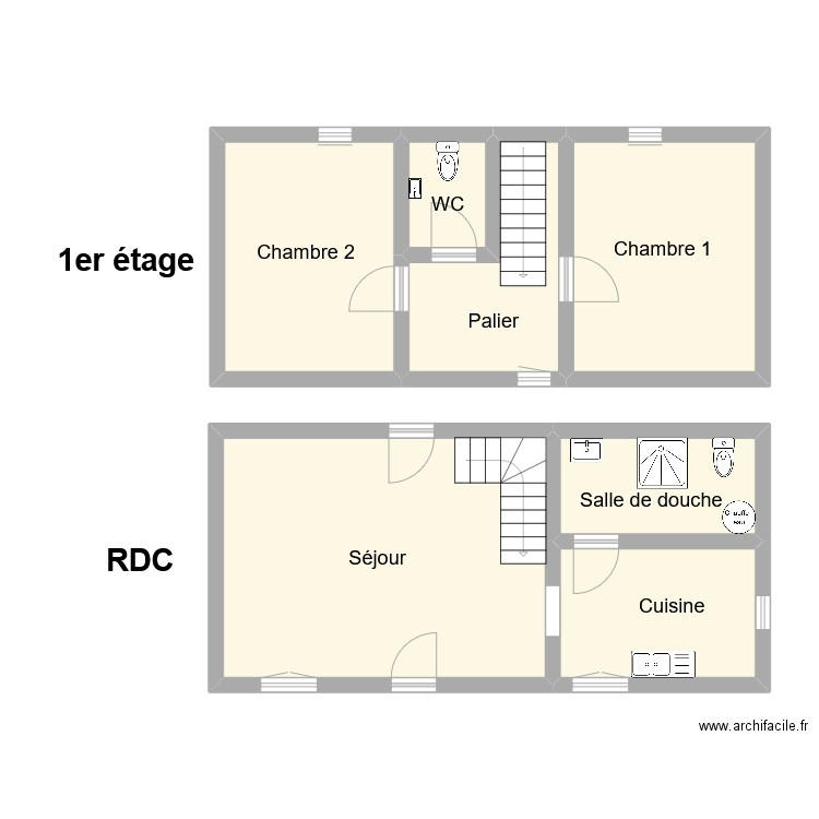 chamblon maison. Plan de 7 pièces et 74 m2