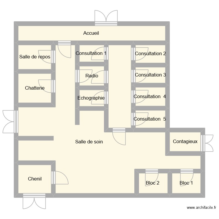 Plan clinique v2tu 2. Plan de 16 pièces et 87 m2