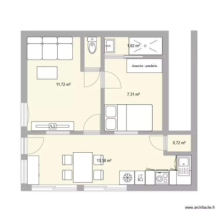 LA ROCHE2. Plan de 5 Pièces et 35 m² LA ROCHE2. Plan de 5 Pièces et 35 m²
