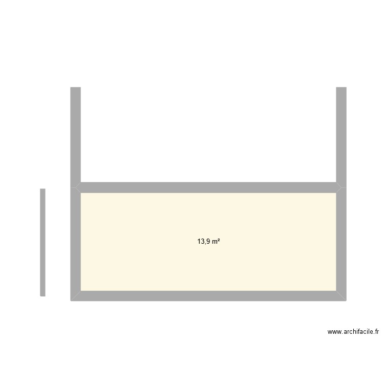 Façade. Plan de 1 pièce et 14 m2