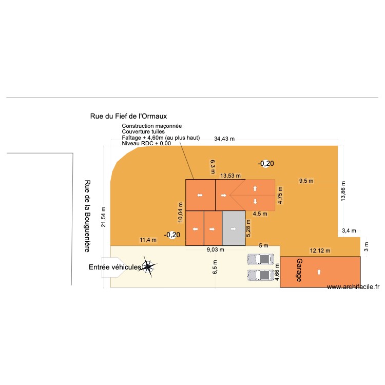 Masse toitures existant. Plan de 0 pièce et 0 m2