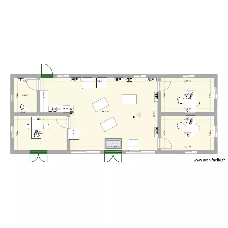 Projet Huel. Plan de 5  et 93 m²