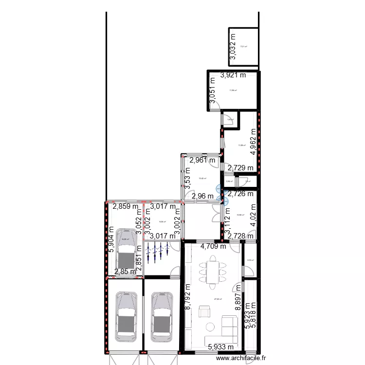 Maison. Plan de 12 pièces et 133 m²