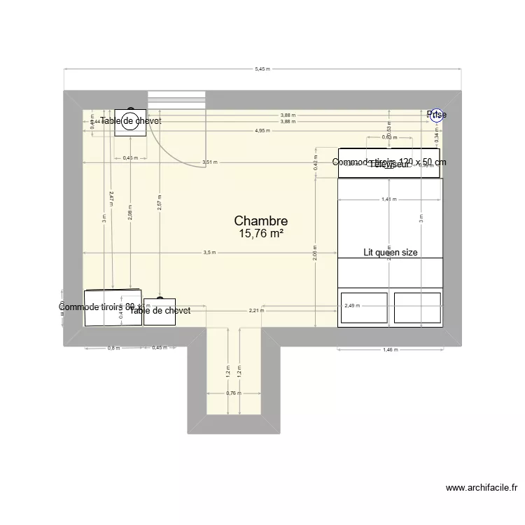 chambre 1. Plan de 1  et 16 m²