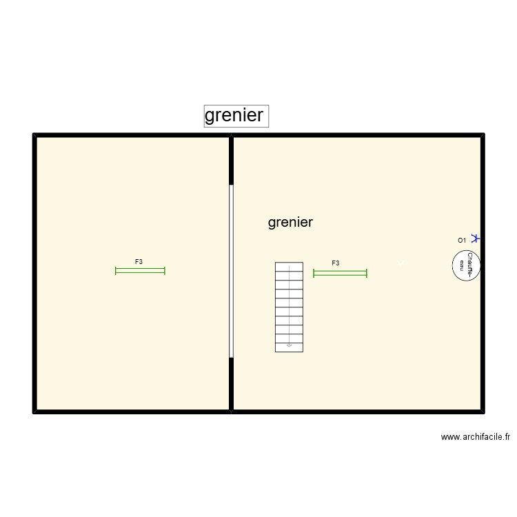 adrien ,critelle implentation grenier. Plan de 2 pièces et 102 m2