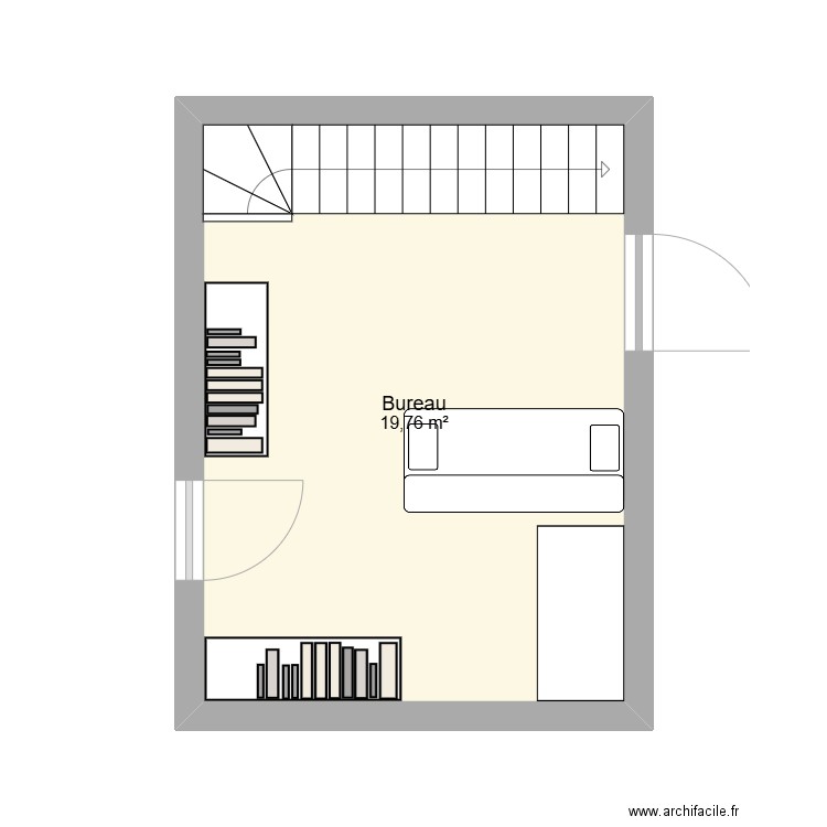 bureau. Plan de 1 pièce et 20 m2