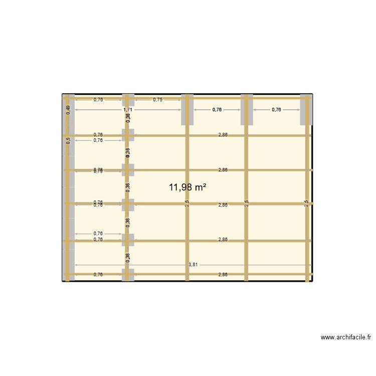 Bati Terrasse 2. Plan de 1 pièce et 12 m2
