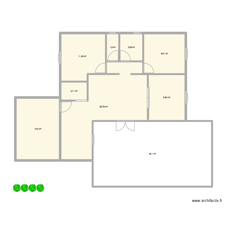 HOUSE. Plan de 9 pièces et 128 m2