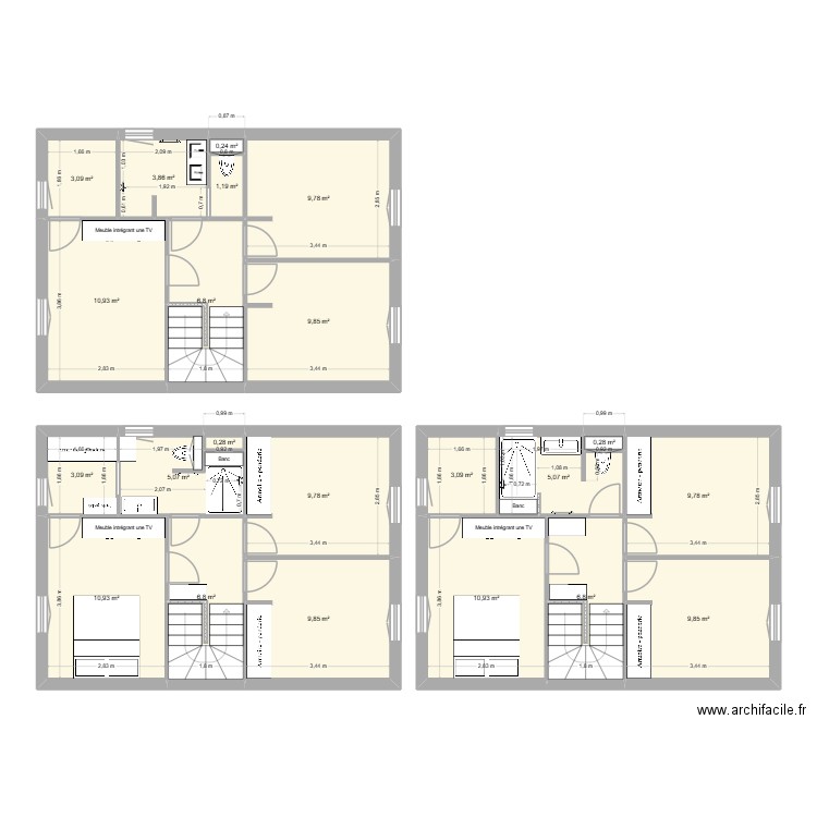 BRUNO et LATIFA. Plan de 22 pièces et 137 m2