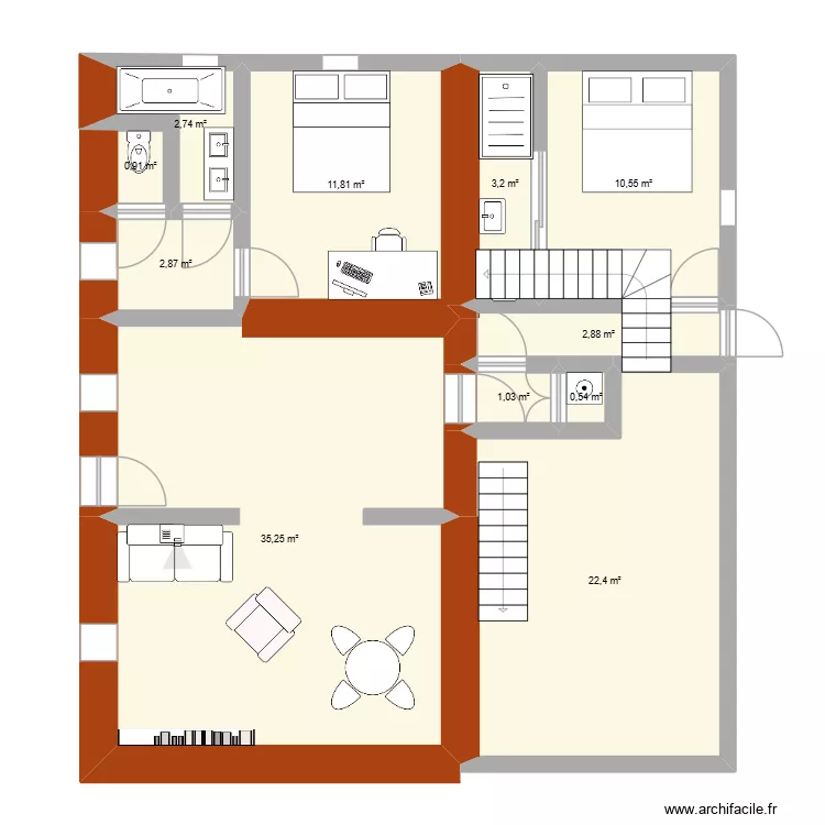lamnay. Plan de 11  et 94 m²