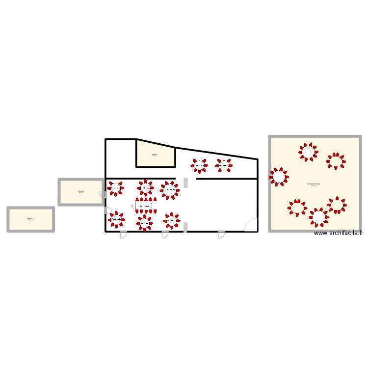 Plan Salle Mariage LoLo & Séb. Plan de 4 pièces et 181 m2