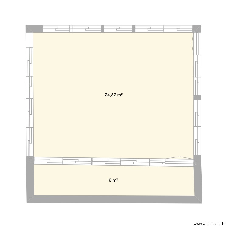 veranda. Plan de 2 pièces et 31 m2