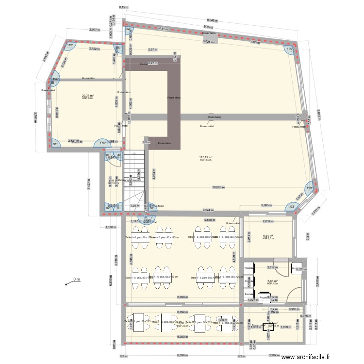 SALLE + VERANDA + CUISINE. Plan de 7 pièces et 171 m2