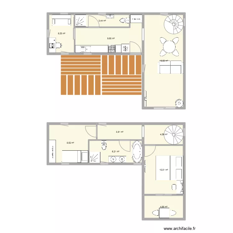 COZZA TORTA. Plan de 10  et 74 m²