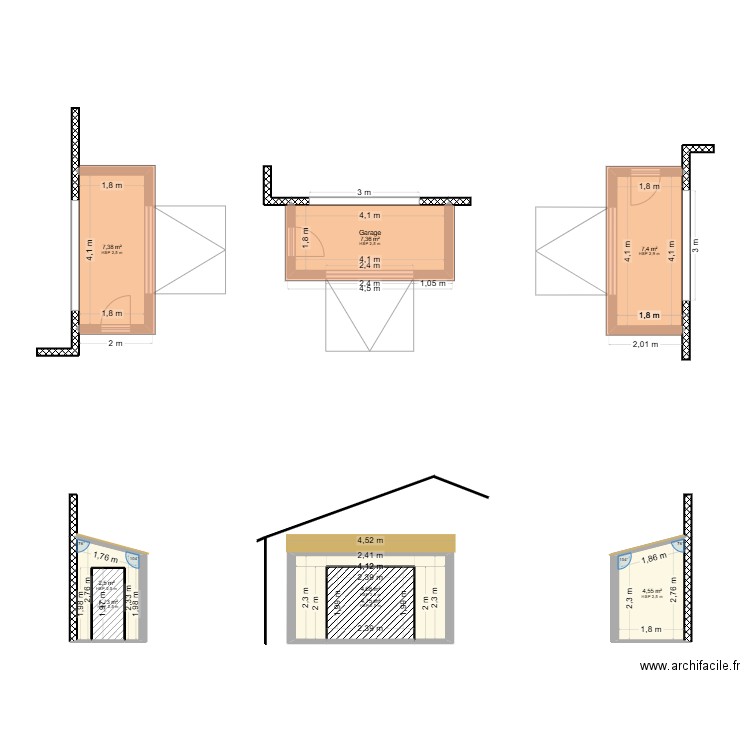 EXTENSION GARAGE. Plan de 8 pièces et 40 m2