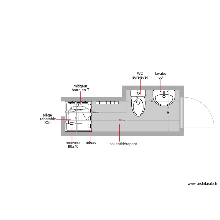 hadjimetri. Plan de 1 pièce et 3 m2