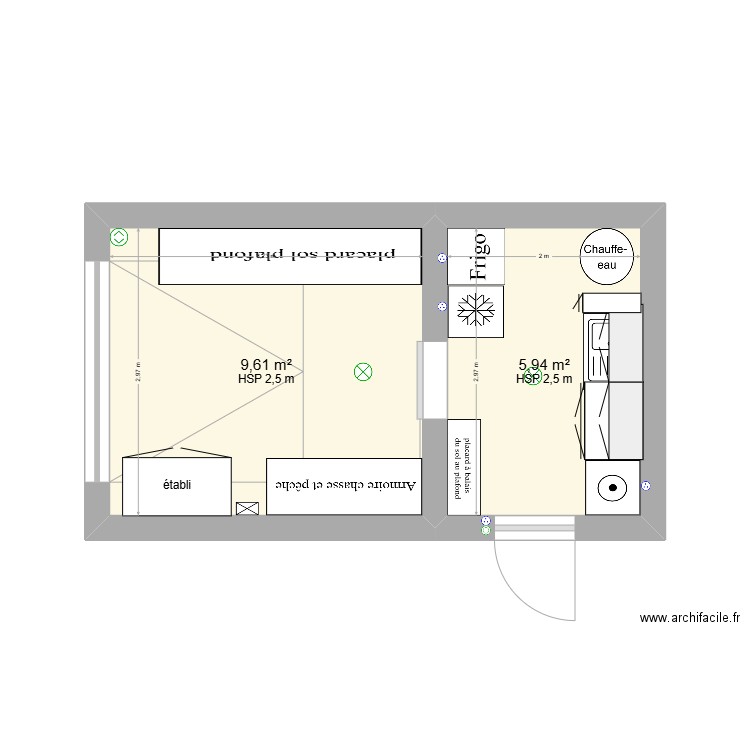 garage. Plan de 2 pièces et 16 m2