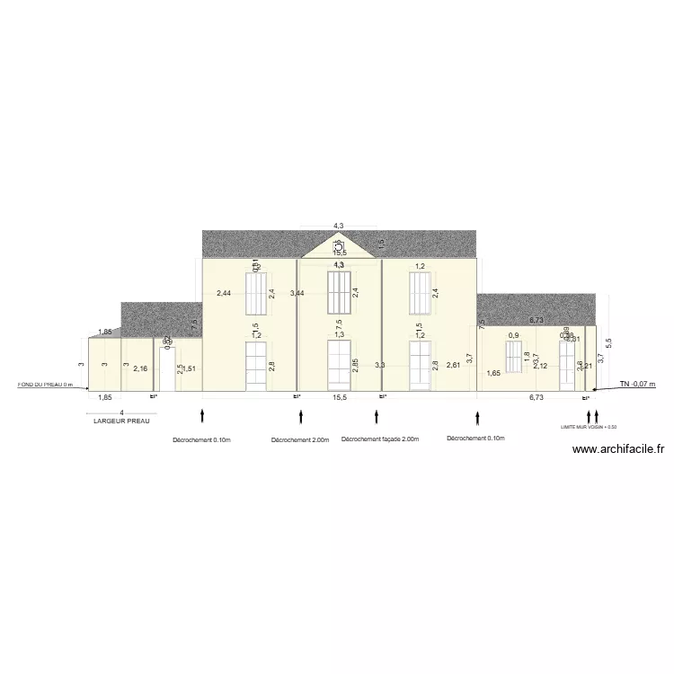 FACADE NORD. Plan de 