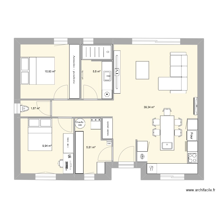 Maison 75m2 Config 2 V3 Public. Plan de 6 pièces et 73 m2