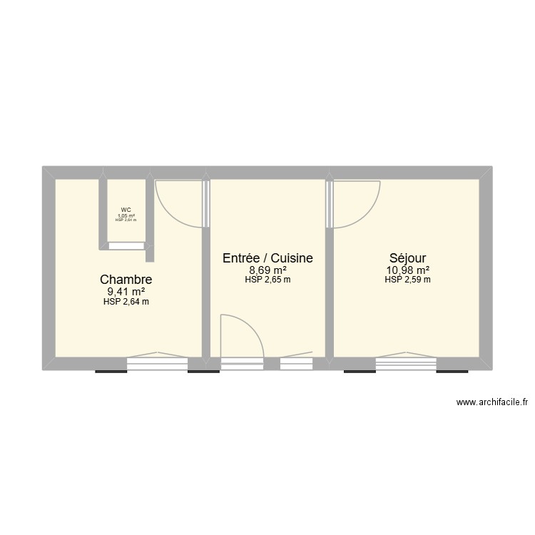 Dépendance CHSTN sans cota.. Plan de 4 pièces et 30 m2