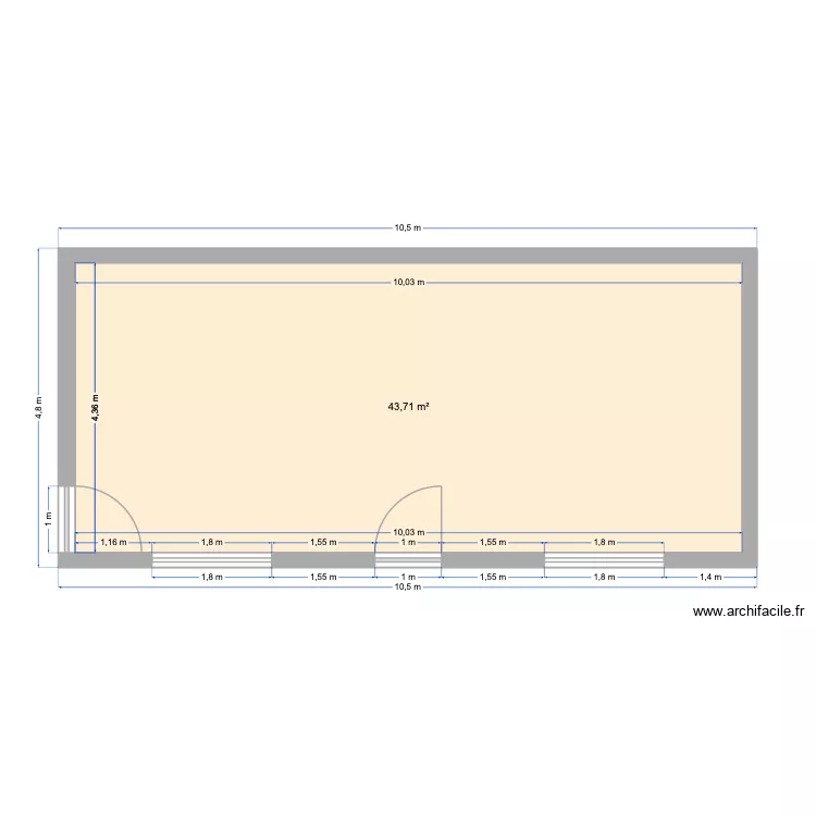 PLAN 2D CASTILLION. Plan de 1  et 44 m²