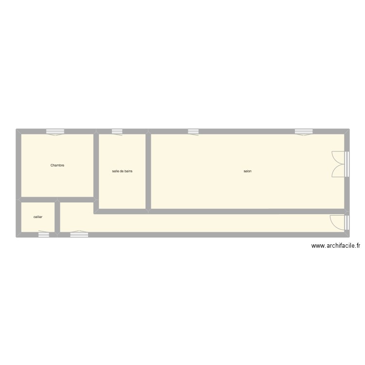 BARTSH état initial étage. Plan de 5 pièces et 89 m2