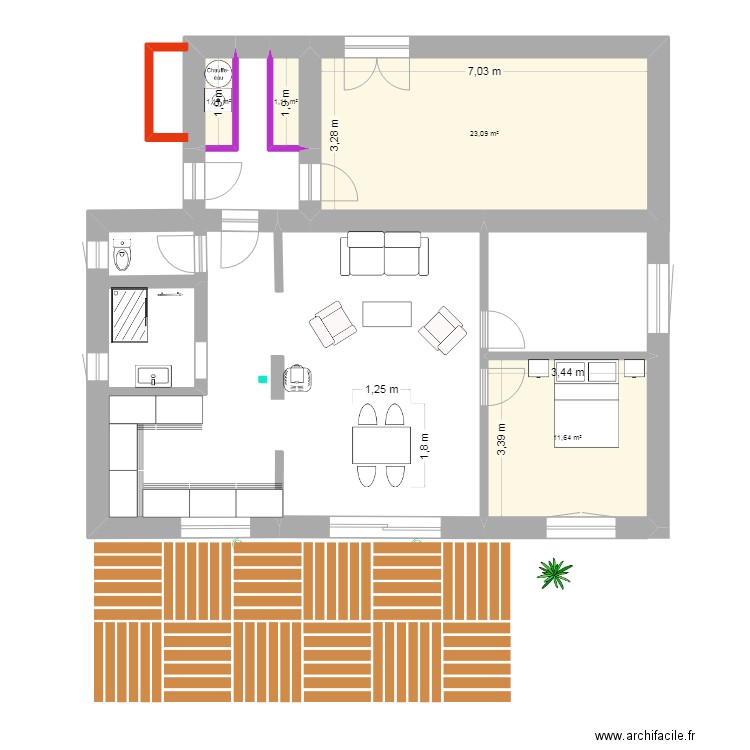 plan garage Nord. Plan de 4 pièces et 37 m2