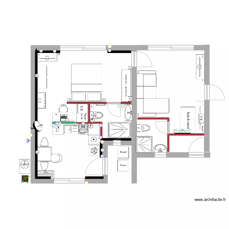 Chambre 7 - Chambre 6 - V5 - Prises. Plan de 
