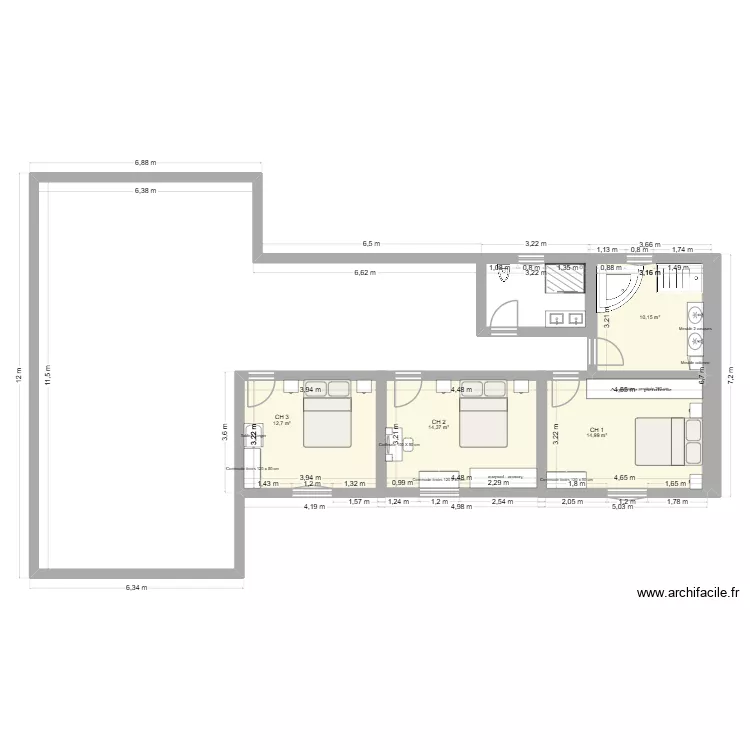 GRANGR LAVEISSENET. Plan de 4 Pièces et 52 m² GRANGR LAVEISSENET. Plan de 4 Pièces et 52 m²