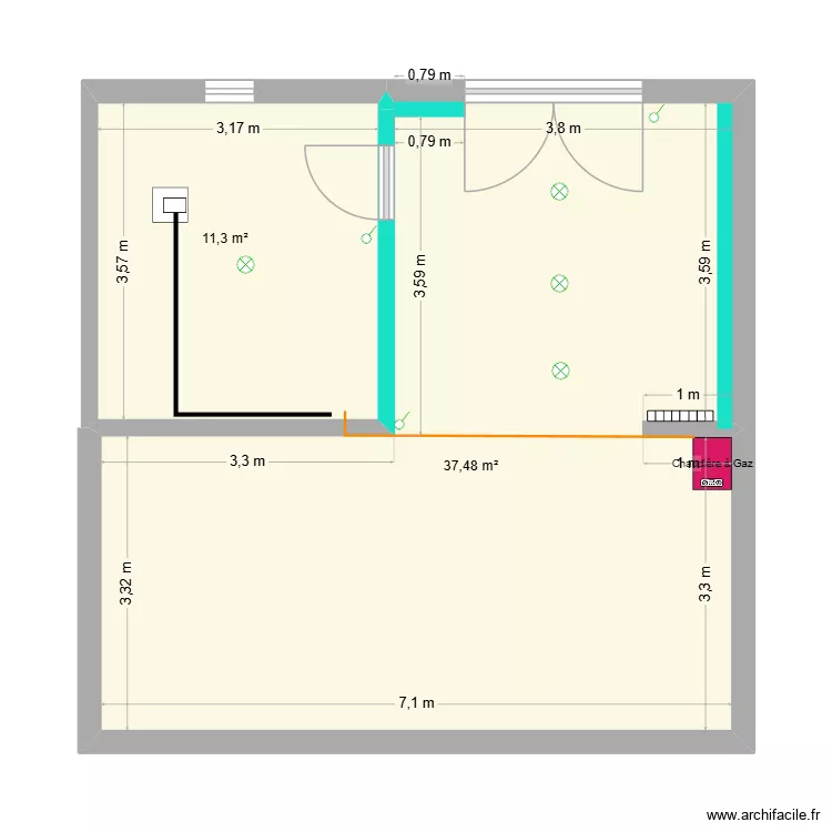 Virginie. Plan de 2  et 49 m²