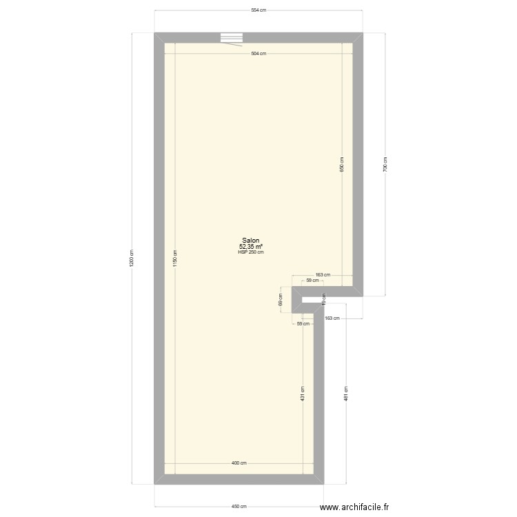 PLAN MONTEIRO RDC SALON. Plan de 1 pièce et 52 m2