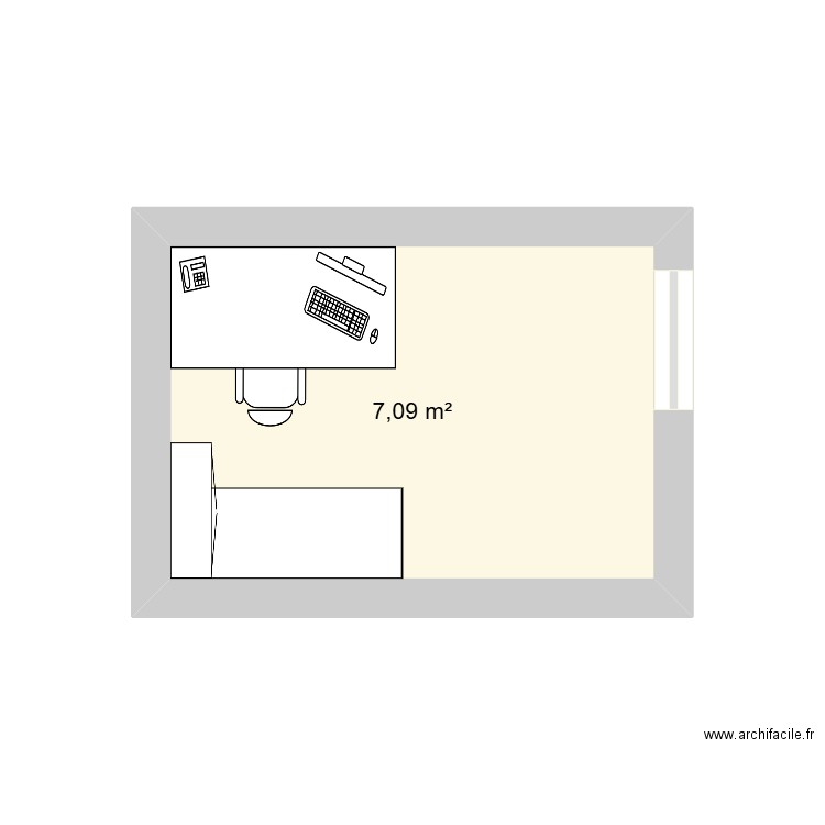 Local 125A. Plan de 1 pièce et 7 m2