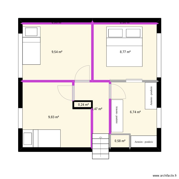 Etage Sijzen. Plan de 9 pièces et 39 m2