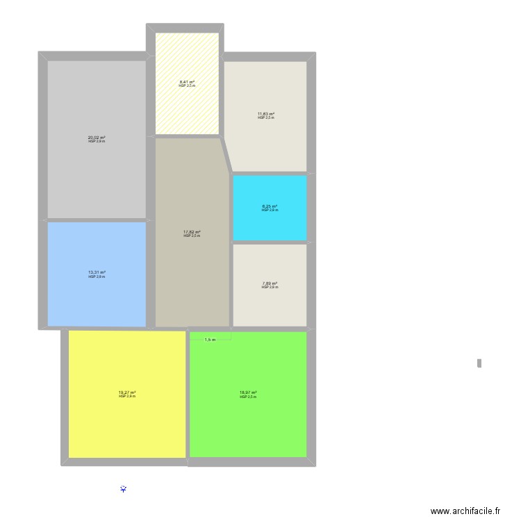 n01. Plan de 9 pièces et 124 m2