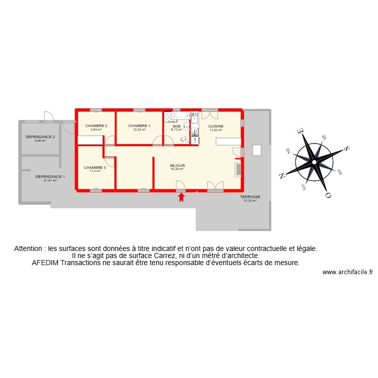 BI 25477-. Plan de 10 pièces et 168 m2