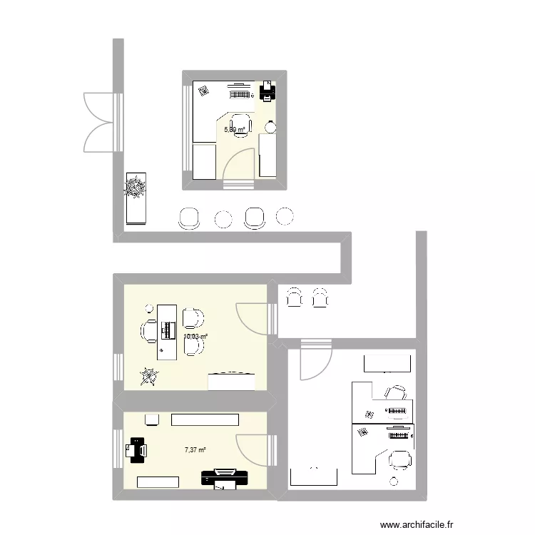 ath&eacute;n&eacute;e beaumont. Plan de 3  et 23 m²