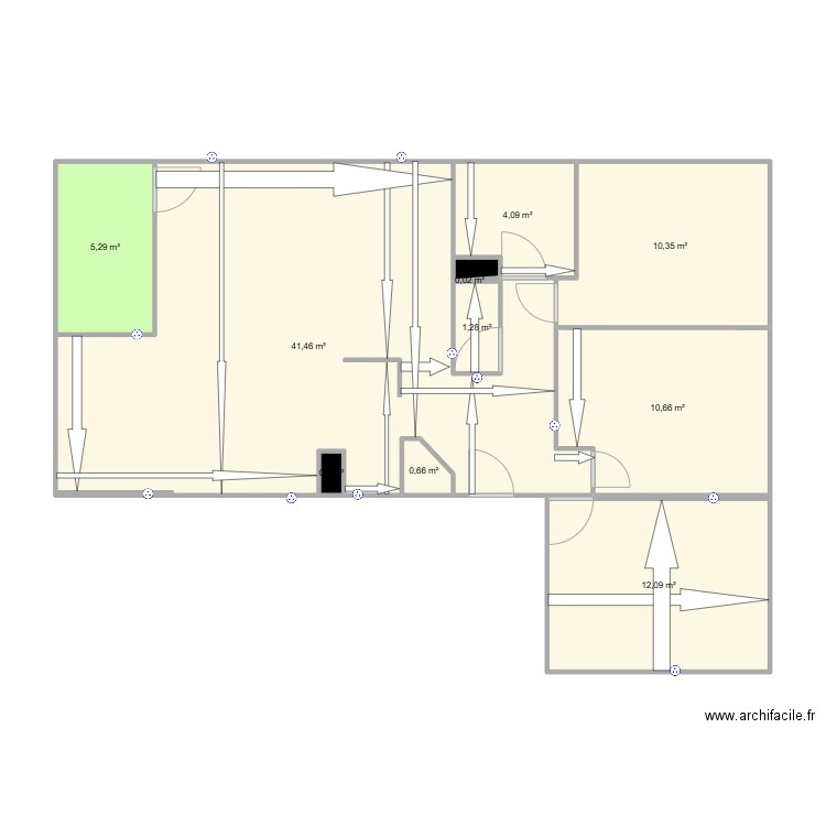 appart2. Plan de 11 pièces et 86 m2