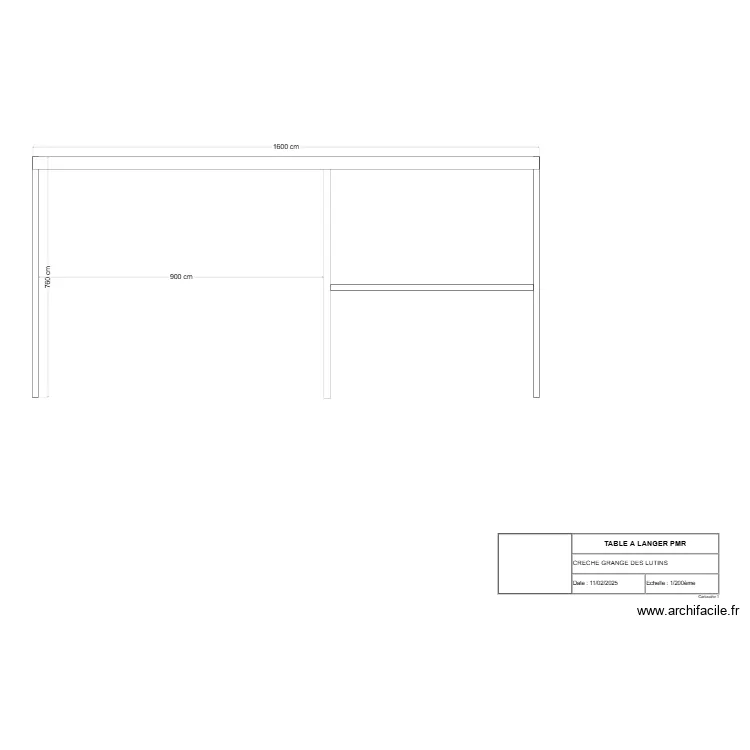 TABLE A LANGER. Plan de 