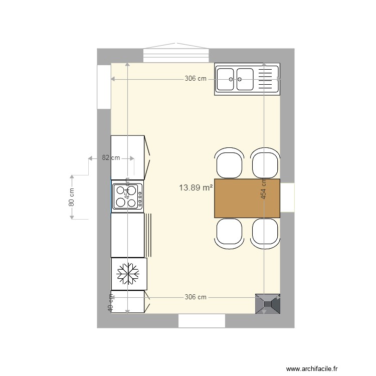 Cuisine g&icirc;te. Plan de 0 pièce et 0 m2
