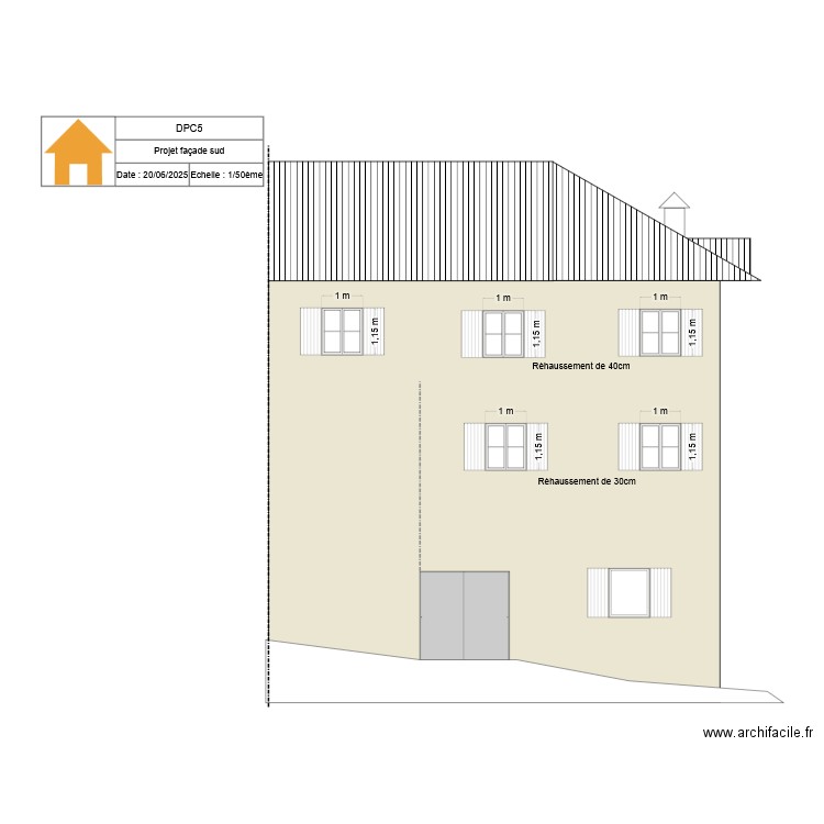 Plan façade sud1. Plan de 0 pièce et 0 m2