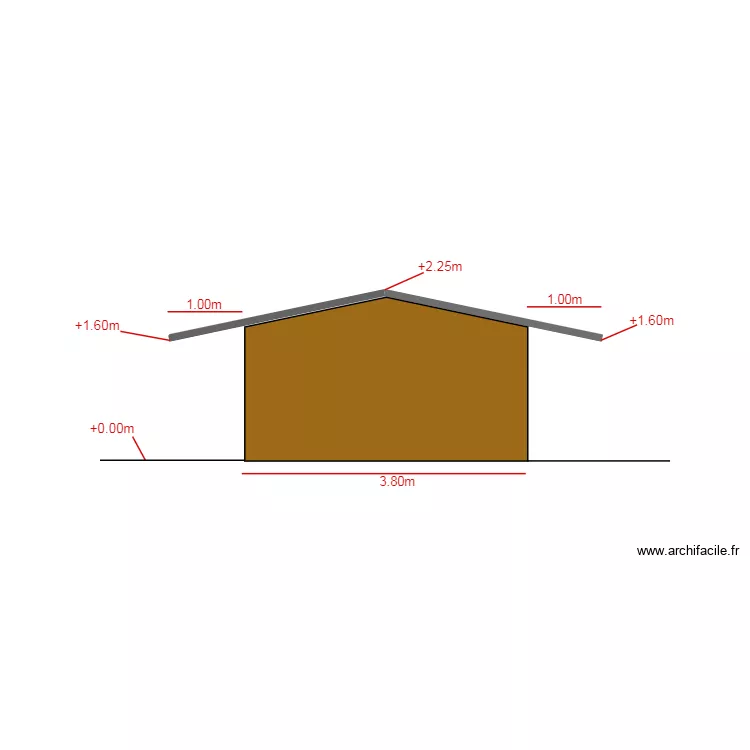 facade sud abri de jardin. Plan de 